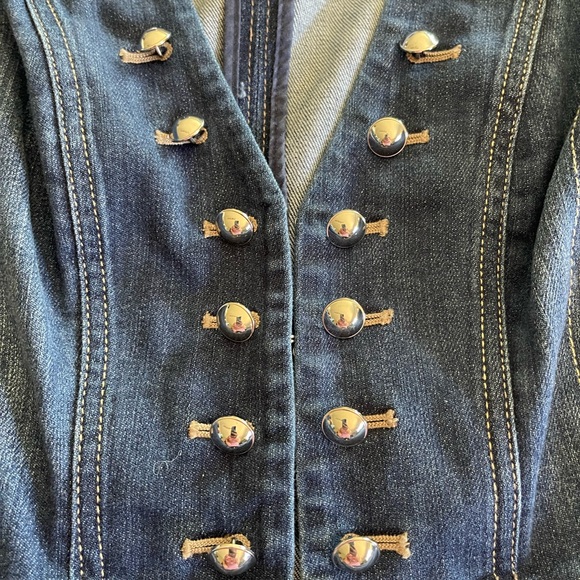 White House Black Market Dark Blue Jean Jacket with Silver Accents - Picture 3 of 10